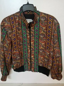 Vintage Howard Wolf Jacket  Striped  Art to Wear Size 12.  Silk - Picture 1 of 8