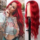 Women Long Body Wavy Red Wig Soft 13X4 Lace Front Synthetic Hair Wig Fashion Cos