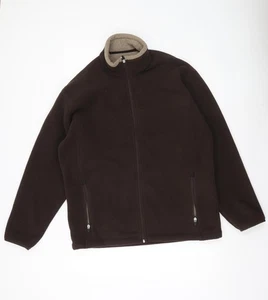 Marks and Spencer Mens Brown Fleece Jacket Medium 38-40in Full Zip - Picture 1 of 12