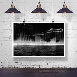 Bellagio Fountain at Night Las Vegas Nevada Photography Print - Picture 1 of 2