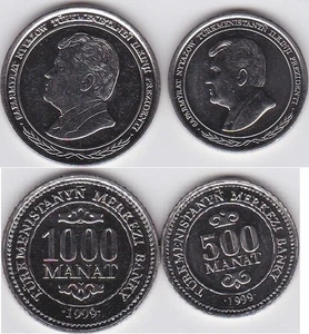 Turkmenistan - set 2 coins 500 + 1000 Manat 1999 UNC Lemberg-Zp - Picture 1 of 1