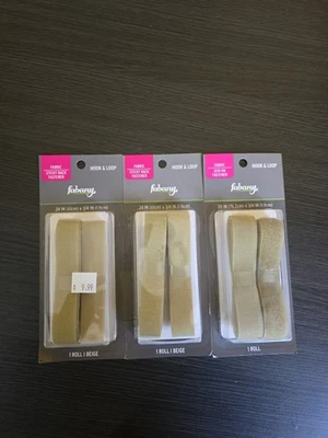 New Lot of 3 Fabany 24”x3/4” Hook & Loop Beige Set Sticky Back Free Ship - Image 1 of 4