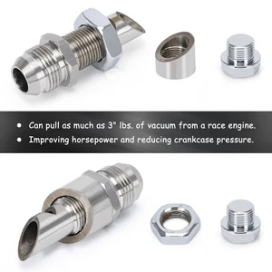 Universal SS Exhaust Vacuum Scavenger Crank Case Vent CCV Kit Catch Can Vent @ - Picture 1 of 11