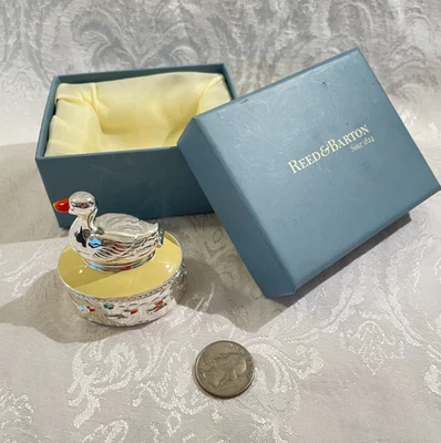 Nuevo Reed & Barton Williamsburg BABY Pato Plateado Recuerdo Baratija Primer Diente Caja Foto 1 de 4