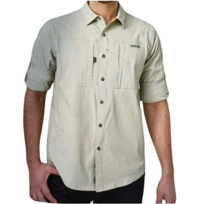 Camisa de senderismo Rugged Elements para hombre L beige enrollable manga larga abotonada nueva sin etiquetas Foto 1 de 4