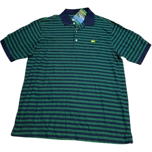 NWT VTG Masters Collection Polo Shirt Striped Golf Mens Large Green Blue Cotton - Picture 1 of 9