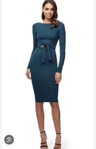 Women's size 1 'KOOKAI' Gorgeous deep green Ellie long sleeve midi dress - EUC - Picture 1 of 8