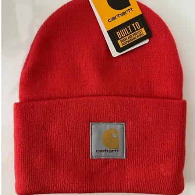 Gorro tejido con puños Carhartt - Nuevo con etiquetas - Rojo Caliente Ropa de trabajo Energy Foto 1 de 3