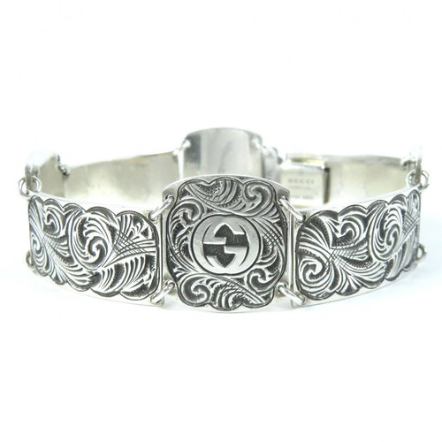 GUCCI Arabesco Incastro G Bracciale Accessori Ag925 Metallo Argento 17 Made I