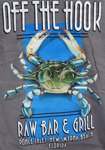 OFF THE HOOK RAW BAR & GRILL T-SHIRT TEE GRAU PONCE INLET NEU SMYRNA BEACH FL L - Bild 1 von 5