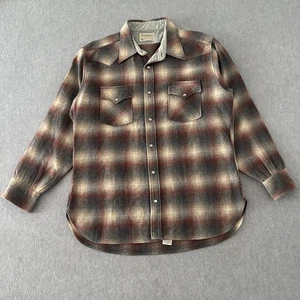 Pendleton High Grade Western Wear Pearl Snap Shadow Plaid Wool Shirt Mens XL VTG - Picture 1 of 10