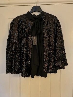 Jameela Jamil Simply Be Black Sequin Cape Size 28 30 Glam Plus Size Halloween  - Image 1 of 4