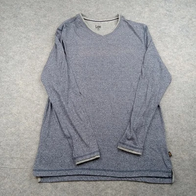 Lee Shirt Mens Large Blue Gray Heather V-Neck Long Sleeve Casual Knit Pullover - Image 1 of 4
