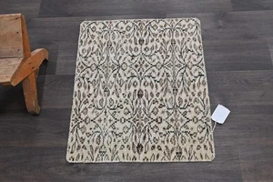 Oushak Türkische Fußmatte Teppich 2x2 BEIGE Anatolisch Handarbeit Vintage Klein Kelim Teppich - Bild 1 von 9