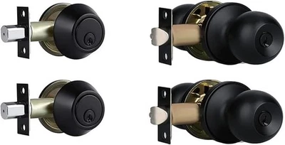 Single Cylinder Deadbolt Lock and Door Knob Set, Keyed Alike Door Locks,2Pcakset - Image 1 of 4