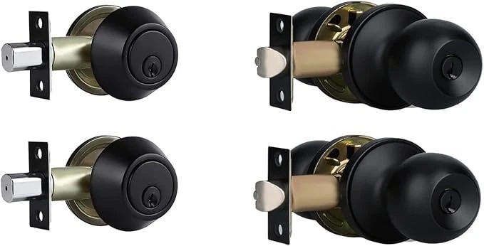 Single Cylinder Deadbolt Lock and Door Knob Set, Keyed Alike Door Locks,2Pcakset - Image 1 of 4