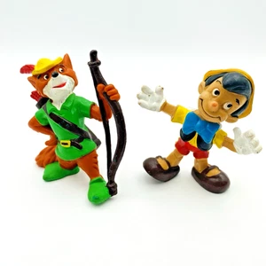 Disney Robin Hood & Pinocchio Bully 2” PVC Figures Rubber - Germany Vintage 1982 - Picture 1 of 9