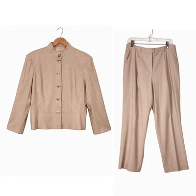 Pantalón Traje Escada Logo Botones Talla 44 (Estados Unidos Grande Crema Tostado Foto 1 de 4