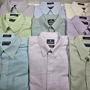 Menge 9 Stafford Herren Elegant Freizeit 16,5 Oxford Baumwolle Langarm Preppy Arbeit - Bild 1 von 19