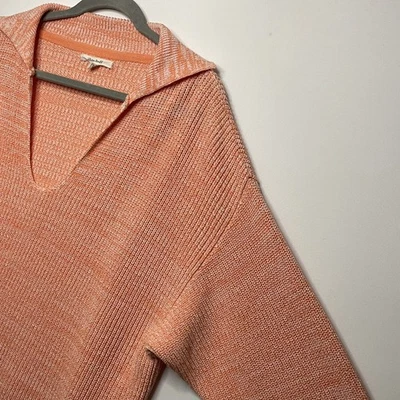 White Stuff Knit Jumper UK20 Orange V-Neck Collar Relaxed Fit Jersey Rib Knitted - Image 1 of 4