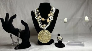 Vintage Boho Mixed Jewelry Necklace Ring Bracelet Earrings 5oz Lot Of Wearable - Picture 1 of 14