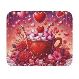 Alfombrilla de ratón para día de San Valentín, lindo accesorio de escritorio, alfombrilla floral con tema de taza de corazón para jugadores - Imagen 1 de 5