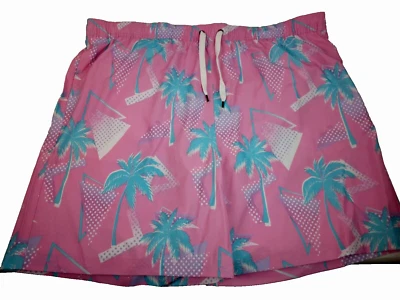 ¡NUEVO! Board Shorts/Bañador Para Hombre Talla XXL Rosa con Cordón de Palmeras Verdes Foto 1 de 4
