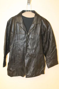 MENS M.JULIAN WILSONS VINTAGE BLACK SOFT LEATHER CAR COAT/JACKET SZ L - Picture 1 of 5