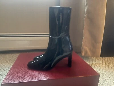 Botas negras Tamara Mellon Legacy media pantorrilla 75 charol nuevas al por menor $895 37 7 Foto 1 de 4