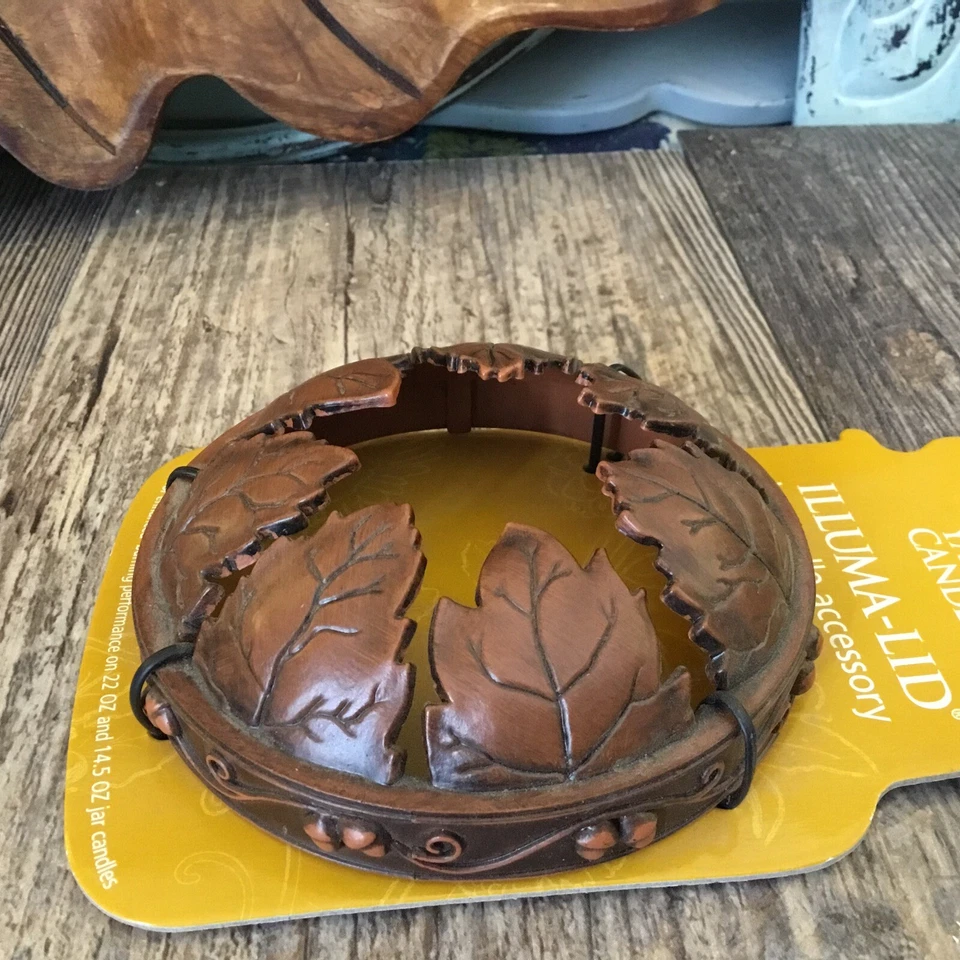 Yankee Candle Fall Leaf Acorns 2003 Illuma Lid Topper Retired Hard to Find