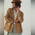 GLV/ Galvanize Women Tan Suede Leather Long Sleeves Moto Jacket (size Medium)