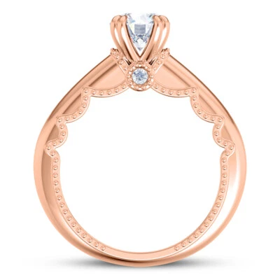 Anillo de compromiso solitario de diamantes cultivados en laboratorio redondo de 1,05 quilates H VVS2 oro rosa de 14 k Foto 1 de 3