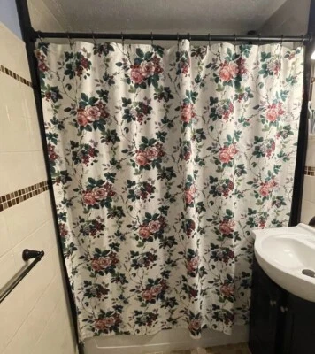 复古 Waverly Pleasant Valley 玫瑰葡萄浴帘法国小屋 69 英寸 — 第 1/4 张图片