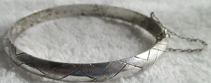 Vintage FGS 1/4"Wide Silver Tone Bangle Bracelet Interior band #'s not legible - Picture 1 of 6