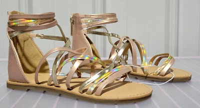 Sandalias Gladiador Cat & Jack Dion Grandes Niñas Talla 4 Rosa Oro Tirantes Foto 1 de 4