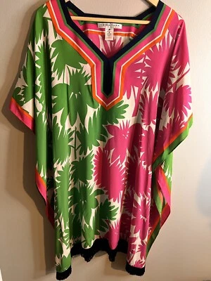 Trina Turk шелк Теодора туника бахрома мини-платье размер XS S маленький прикрыть розовый EUC - Изображение 1 из 4