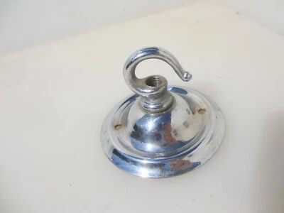 Vintage Brass Ceiling Light Hook Bracket Rose Old Deco Chrome Hanger Antique 3"W - Image 1 of 4