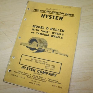 HYSTER D GRID TAMPING WHEEL ROLLER COMPACTOR Parts Manual maintenance owner list - Picture 1 of 4