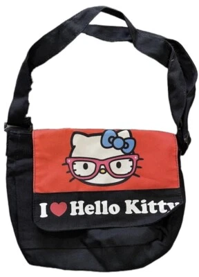 NWT Sanrio Authentic I love Hello Kitty Mini Messenger Bag Black Cute New! - Image 1 of 4