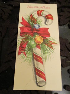 Tarjeta de Navidad Carrington Candy Cane de colección SIN USAR con campanas y pino - Imagen 1 de 2