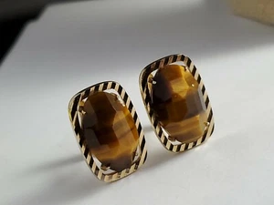 Beautiful gold toned Tigers Eye swank cufflinks - Picture 1 of 8