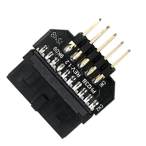 Black Panel Plug-in Adapter Computer Motherboard USB3.0 19/20pin To USB2.0 9pin - Afbeelding 1 van 15
