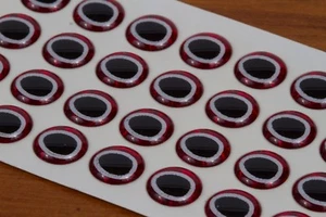 Erleng's Dome Eyes 3/8" - 48 paquetes. Pupila roja - negra/blanca - Imagen 1 de 3