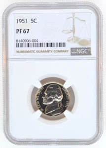 1951 Jefferson Nickel NGC Certified PF67 - Picture 1 of 2