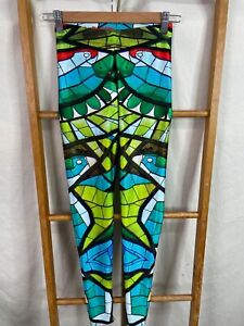 Black Milk Leggings Womens Small Multicoloured Stained Glass Print Mid Rise