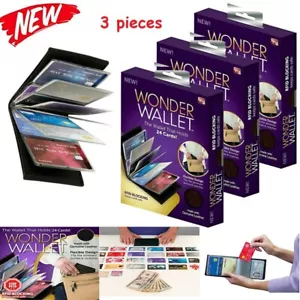 3 Pcs Original Wonder Wallet Amazing Thin Slim RFID Leather Wallet As Seen on TV