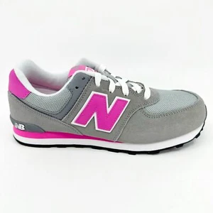 New Balance 574 Classics Grey Pink Suede Kids Running Sneakers KL574CDG - Picture 1 of 6