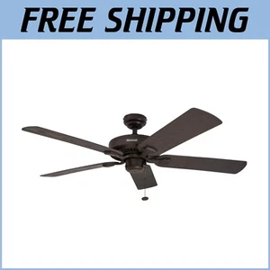 52" Bronze Ceiling Fan Without Light - 5 Blades, Pull Chain for All Spaces - Picture 1 of 11
