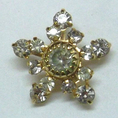 Prendedor de solapa de copo de nieve de Navidad con 17 piedras de cristal de Swarovski en placa dorada NUEVO Foto 1 de 2