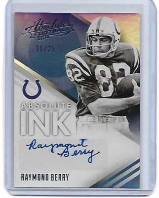 RAYMOND BERRY 2014 Panini Absolute INK Refractor LAST 1 Auto 1 Autograph 25/25 - Image 1 of 2